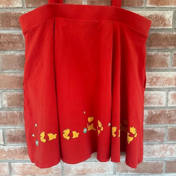 Disney Winnie Pooh Suspender Overalls Skirt Women’s Plus 1X Red - Picture 11 of 11
